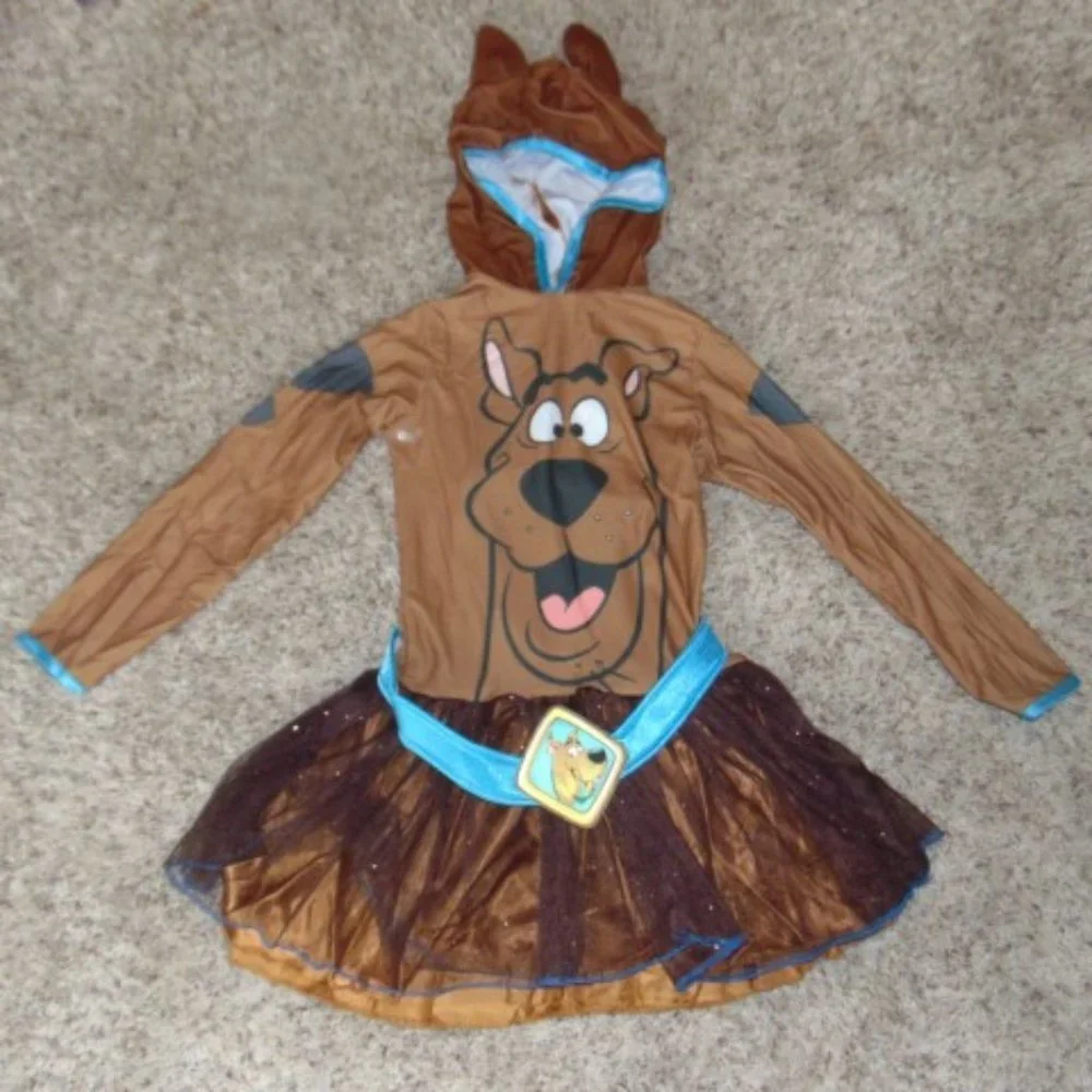 Scooby Doo Dog Halloween Costume 8/10 Brown Tutu Tulle Hooded Dress Girls